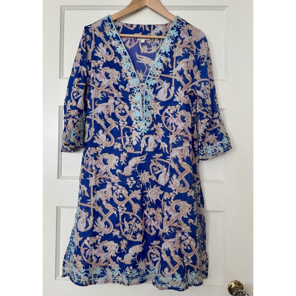 Debbie Katz South Beach Coverup Tunic Sz L Beach/pool Tropical Birds Colorful